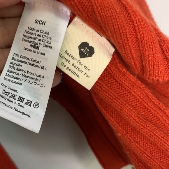 Madewell autumn orange net split back cowl neck sweater women’s small - Picture 5 of 7